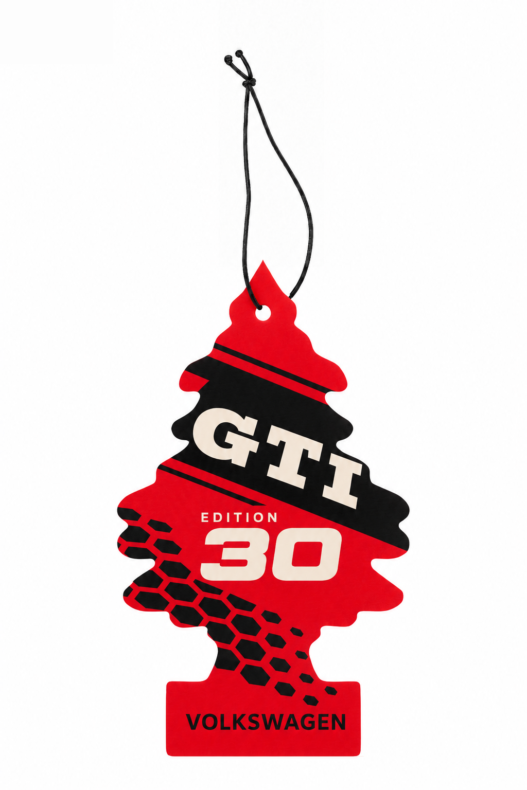 Sent-bon Volkswagen GTI Edition 30 — Damier rouge en forme de sapin avec ficelle