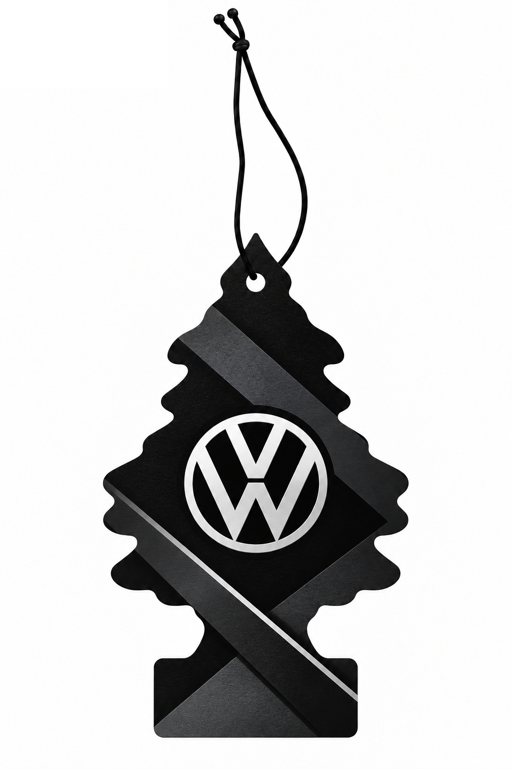 Sent-bon Volkswagen — Noir et argent — sapin avec ficelle